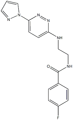 4-fluoro-N-(2-{[6-(1H-pyrazol-1-yl)-3-pyridazinyl]amino}ethyl)benzamide Struktur