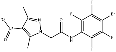 N-(4-bromo-2,3,5,6-tetrafluorophenyl)-2-{4-nitro-3,5-dimethyl-1H-pyrazol-1-yl}acetamide Struktur