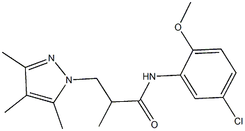 N-(5-chloro-2-methoxyphenyl)-2-methyl-3-(3,4,5-trimethyl-1H-pyrazol-1-yl)propanamide Struktur