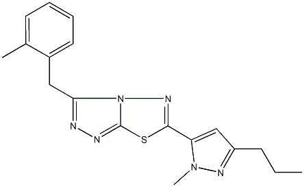 3-(2-methylbenzyl)-6-(1-methyl-3-propyl-1H-pyrazol-5-yl)[1,2,4]triazolo[3,4-b][1,3,4]thiadiazole Struktur