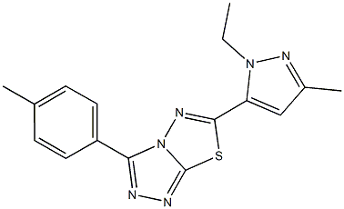 6-(1-ethyl-3-methyl-1H-pyrazol-5-yl)-3-(4-methylphenyl)[1,2,4]triazolo[3,4-b][1,3,4]thiadiazole Struktur