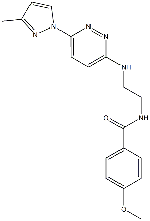 4-methoxy-N-(2-{[6-(3-methyl-1H-pyrazol-1-yl)-3-pyridazinyl]amino}ethyl)benzamide Struktur