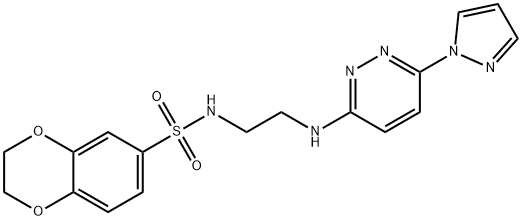 N-(2-{[6-(1H-pyrazol-1-yl)-3-pyridazinyl]amino}ethyl)-2,3-dihydro-1,4-benzodioxine-6-sulfonamide Struktur