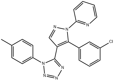 2-{5-(3-chlorophenyl)-4-[1-(4-methylphenyl)-1H-tetraazol-5-yl]-1H-pyrazol-1-yl}pyridine Struktur