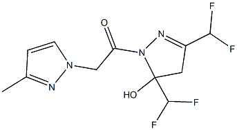 3,5-bis(difluoromethyl)-1-[(3-methyl-1H-pyrazol-1-yl)acetyl]-4,5-dihydro-1H-pyrazol-5-ol Struktur