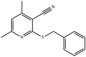 2-(benzylsulfanyl)-4,6-dimethylnicotinonitrile Struktur