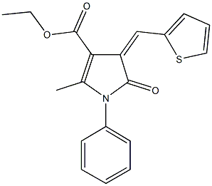 ethyl 2-methyl-5-oxo-1-phenyl-4-(2-thienylmethylene)-4,5-dihydro-1H-pyrrole-3-carboxylate Struktur