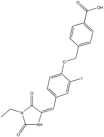 4-({4-[(1-ethyl-2,5-dioxo-4-imidazolidinylidene)methyl]-2-iodophenoxy}methyl)benzoic acid Struktur