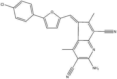 2-amino-5-{[5-(4-chlorophenyl)-2-furyl]methylene}-4,6-dimethyl-5H-cyclopenta[b]pyridine-3,7-dicarbonitrile Struktur