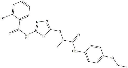 2-bromo-N-(5-{[2-(4-ethoxyanilino)-1-methyl-2-oxoethyl]sulfanyl}-1,3,4-thiadiazol-2-yl)benzamide Struktur