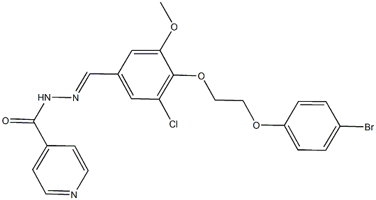 N'-{4-[2-(4-bromophenoxy)ethoxy]-3-chloro-5-methoxybenzylidene}isonicotinohydrazide Struktur