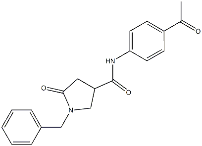 N-(4-acetylphenyl)-1-benzyl-5-oxo-3-pyrrolidinecarboxamide Struktur