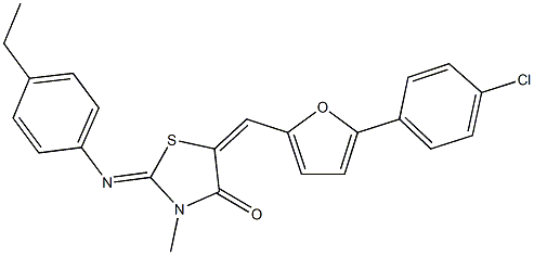 5-{[5-(4-chlorophenyl)-2-furyl]methylene}-2-[(4-ethylphenyl)imino]-3-methyl-1,3-thiazolidin-4-one Struktur