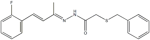 2-(benzylsulfanyl)-N'-[3-(2-fluorophenyl)-1-methyl-2-propenylidene]acetohydrazide Struktur