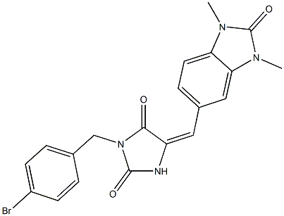 3-(4-bromobenzyl)-5-[(1,3-dimethyl-2-oxo-2,3-dihydro-1H-benzimidazol-5-yl)methylene]-2,4-imidazolidinedione Struktur