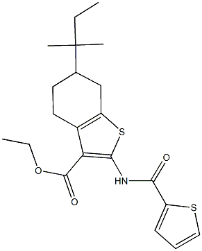 ethyl 6-tert-pentyl-2-[(2-thienylcarbonyl)amino]-4,5,6,7-tetrahydro-1-benzothiophene-3-carboxylate Struktur