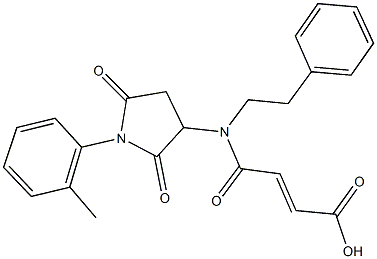 4-[[1-(2-methylphenyl)-2,5-dioxo-3-pyrrolidinyl](2-phenylethyl)amino]-4-oxo-2-butenoic acid Struktur