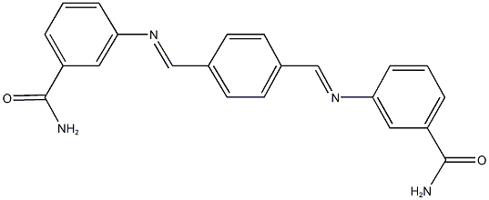 3-{[4-({[3-(aminocarbonyl)phenyl]imino}methyl)benzylidene]amino}benzamide Struktur