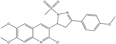 2-chloro-6,7-dimethoxy-3-[3-(4-methoxyphenyl)-1-(methylsulfonyl)-4,5-dihydro-1H-pyrazol-5-yl]quinoline Struktur