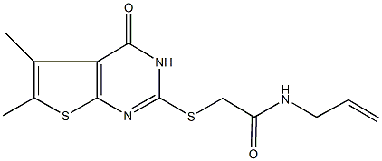 N-allyl-2-[(5,6-dimethyl-4-oxo-3,4-dihydrothieno[2,3-d]pyrimidin-2-yl)sulfanyl]acetamide Struktur