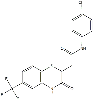 N-(4-chlorophenyl)-2-[3-oxo-6-(trifluoromethyl)-3,4-dihydro-2H-1,4-benzothiazin-2-yl]acetamide Struktur