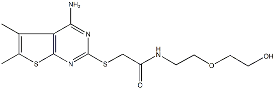 2-[(4-amino-5,6-dimethylthieno[2,3-d]pyrimidin-2-yl)sulfanyl]-N-[2-(2-hydroxyethoxy)ethyl]acetamide Struktur