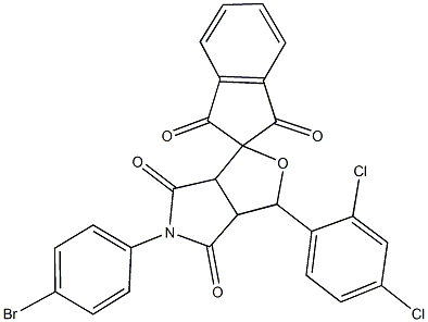 5-(4-bromophenyl)-1-(2,4-dichlorophenyl)-3a,6a-dihydrosprio[1H-furo[3,4-c]pyrrole-3,2'-(1'H)-indene]-1',3',4,6(2'H,3H,5H)-tetrone Struktur