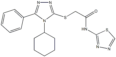 2-[(4-cyclohexyl-5-phenyl-4H-1,2,4-triazol-3-yl)sulfanyl]-N-(1,3,4-thiadiazol-2-yl)acetamide Struktur