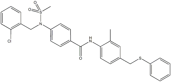 4-[(2-chlorobenzyl)(methylsulfonyl)amino]-N-{2-methyl-4-[(phenylsulfanyl)methyl]phenyl}benzamide Struktur