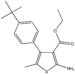 ethyl 2-amino-4-(4-tert-butylphenyl)-5-methyl-3-thiophenecarboxylate Struktur