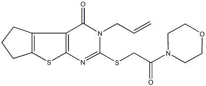 3-allyl-2-{[2-(4-morpholinyl)-2-oxoethyl]sulfanyl}-3,5,6,7-tetrahydro-4H-cyclopenta[4,5]thieno[2,3-d]pyrimidin-4-one Struktur