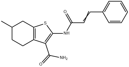 2-(cinnamoylamino)-6-methyl-4,5,6,7-tetrahydro-1-benzothiophene-3-carboxamide Struktur