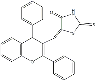 5-[(2,4-diphenyl-4H-chromen-3-yl)methylene]-2-thioxo-1,3-thiazolidin-4-one Struktur