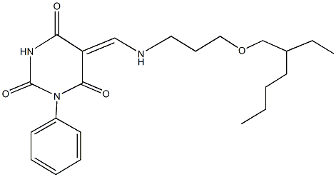 5-[({3-[(2-ethylhexyl)oxy]propyl}amino)methylene]-1-phenyl-2,4,6(1H,3H,5H)-pyrimidinetrione Struktur