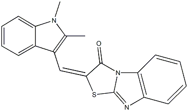 2-[(1,2-dimethyl-1H-indol-3-yl)methylene][1,3]thiazolo[3,2-a]benzimidazol-3(2H)-one Struktur