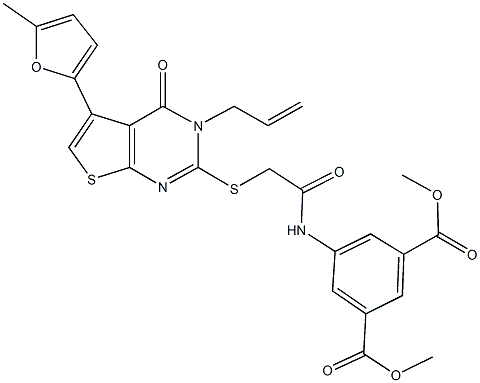 dimethyl 5-[({[3-allyl-5-(5-methyl-2-furyl)-4-oxo-3,4-dihydrothieno[2,3-d]pyrimidin-2-yl]sulfanyl}acetyl)amino]isophthalate Struktur