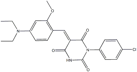 1-(4-chlorophenyl)-5-[4-(diethylamino)-2-methoxybenzylidene]-2,4,6(1H,3H,5H)-pyrimidinetrione Struktur