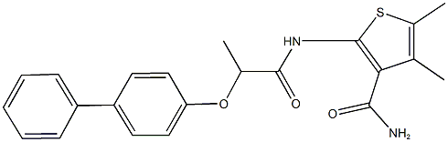 2-{[2-([1,1'-biphenyl]-4-yloxy)propanoyl]amino}-4,5-dimethyl-3-thiophenecarboxamide Struktur