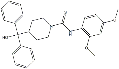 N-(2,4-dimethoxyphenyl)-4-[hydroxy(diphenyl)methyl]-1-piperidinecarbothioamide Struktur