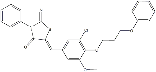 2-[3-chloro-5-methoxy-4-(3-phenoxypropoxy)benzylidene][1,3]thiazolo[3,2-a]benzimidazol-3(2H)-one Struktur