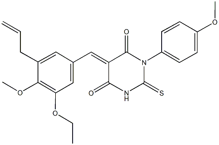 5-(3-allyl-5-ethoxy-4-methoxybenzylidene)-1-(4-methoxyphenyl)-2-thioxodihydro-4,6(1H,5H)-pyrimidinedione Struktur