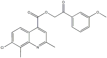 2-(3-methoxyphenyl)-2-oxoethyl 7-chloro-2,8-dimethyl-4-quinolinecarboxylate Struktur