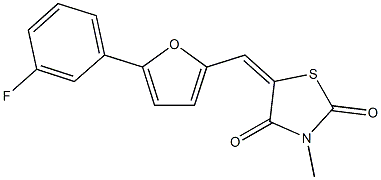 5-{[5-(3-fluorophenyl)-2-furyl]methylene}-3-methyl-1,3-thiazolidine-2,4-dione Struktur