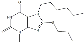 7-hexyl-3-methyl-8-(propylsulfanyl)-3,7-dihydro-1H-purine-2,6-dione Struktur