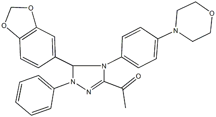 1-{5-(1,3-benzodioxol-5-yl)-4-[4-(4-morpholinyl)phenyl]-1-phenyl-4,5-dihydro-1H-1,2,4-triazol-3-yl}ethanone Struktur