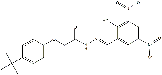 2-(4-tert-butylphenoxy)-N'-{2-hydroxy-3,5-bisnitrobenzylidene}acetohydrazide Struktur