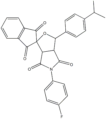 5-(4-fluorophenyl)-3-(4-isopropylphenyl)-1',3',4,6(2H)-tetraoxohexahydrospiro[1H-furo[3,4-c]pyrrole-1,2'-(1'H)-indene] Struktur