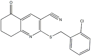 2-[(2-chlorobenzyl)sulfanyl]-5-oxo-5,6,7,8-tetrahydro-3-quinolinecarbonitrile Struktur