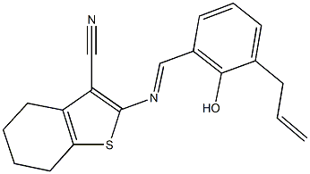 2-[(3-allyl-2-hydroxybenzylidene)amino]-4,5,6,7-tetrahydro-1-benzothiophene-3-carbonitrile Struktur