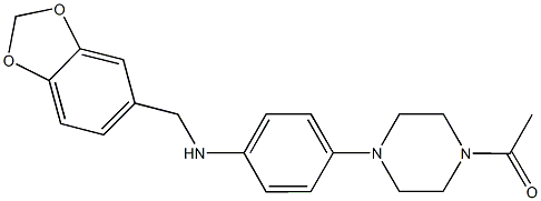 N-[4-(4-acetyl-1-piperazinyl)phenyl]-N-(1,3-benzodioxol-5-ylmethyl)amine Struktur